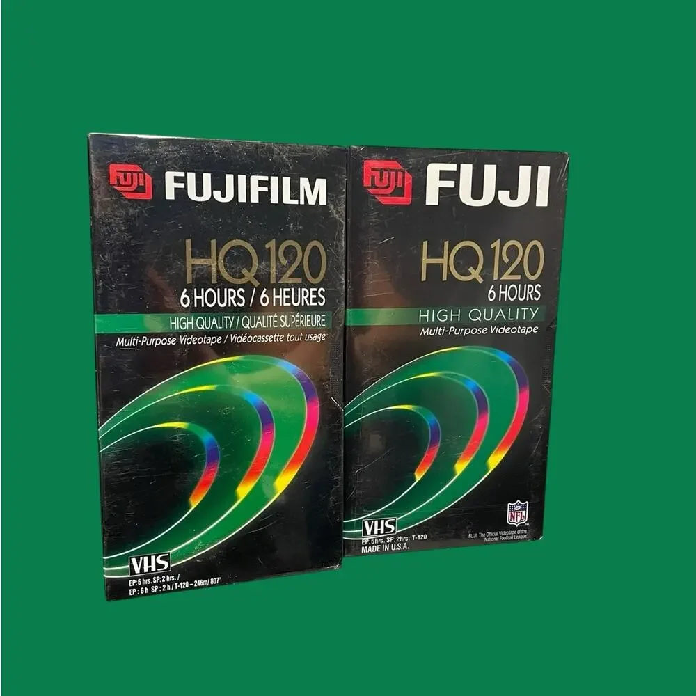 FujiFilm HQ120 Blank VHS Video Tapes 6 Hours Fuji Lot x2 NEW Sealed Retro Media